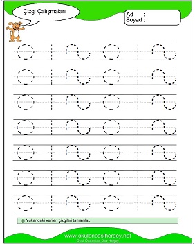 okul öncesi çizgi çalışma sayfaları